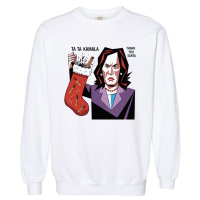 Kamala Harris Lost Election Holding Christmas Stocking Garment-Dyed Sweatshirt