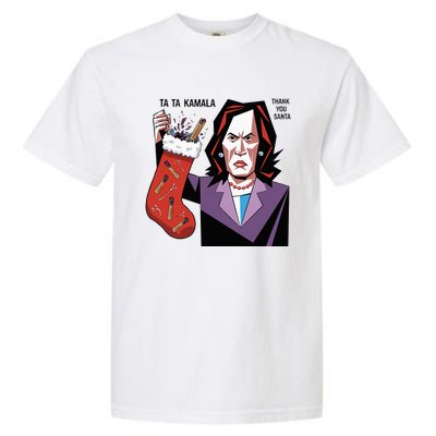 Kamala Harris Lost Election Holding Christmas Stocking Garment-Dyed Heavyweight T-Shirt