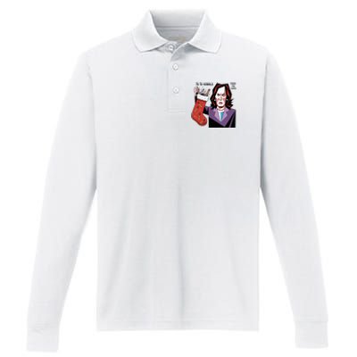 Kamala Harris Lost Election Holding Christmas Stocking Performance Long Sleeve Polo