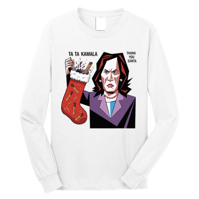 Kamala Harris Lost Election Holding Christmas Stocking Long Sleeve Shirt