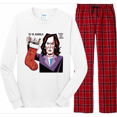 Kamala Harris Lost Election Holding Christmas Stocking Long Sleeve Pajama Set