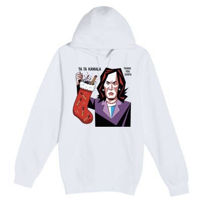 Kamala Harris Lost Election Holding Christmas Stocking Premium Pullover Hoodie