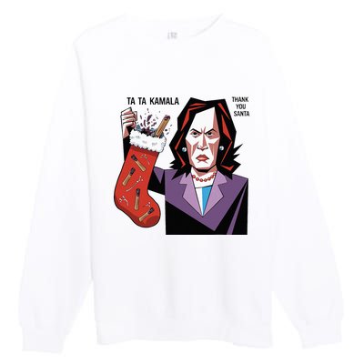 Kamala Harris Lost Election Holding Christmas Stocking Premium Crewneck Sweatshirt