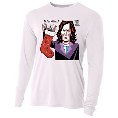 Kamala Harris Lost Election Holding Christmas Stocking Cooling Performance Long Sleeve Crew