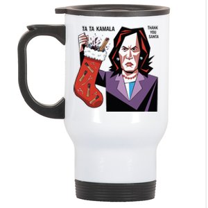 Kamala Harris Lost Election Holding Christmas Stocking Stainless Steel Travel Mug