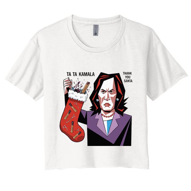 Kamala Harris Lost Election Holding Christmas Stocking Crop Top