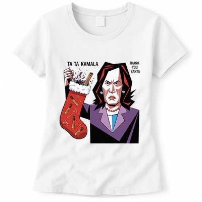 Kamala Harris Lost Election Holding Christmas Stocking Womens T-Shirt