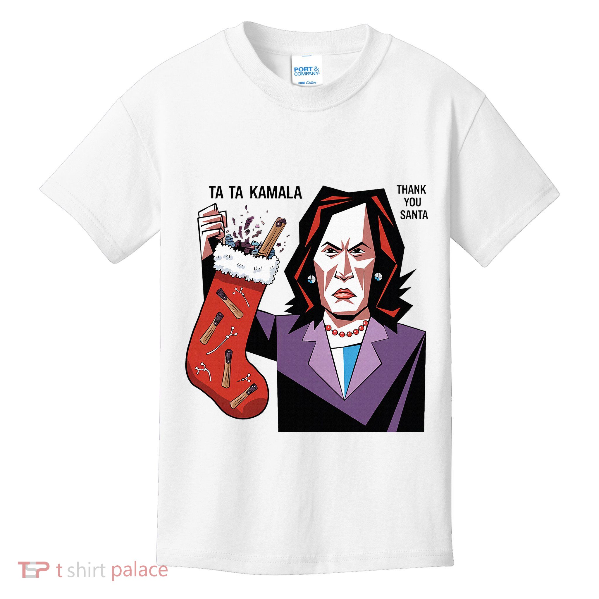 Kamala Harris Lost Election Holding Christmas Stocking Kids T-Shirt