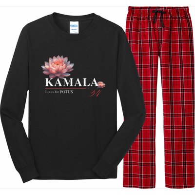 Kamala Harris Lotus Rainbow Floral 2024 President Election Long Sleeve Pajama Set