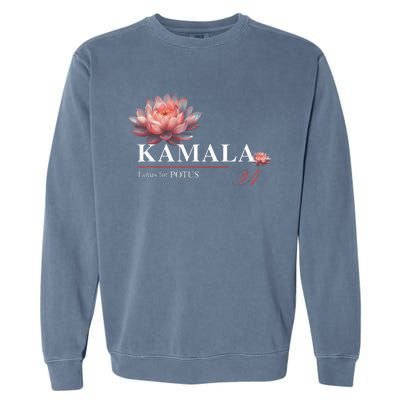 Kamala Harris Lotus Rainbow Floral 2024 President Election Garment-Dyed Sweatshirt