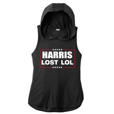 Kamala Harris Lost Trump Won Lol Ladies PosiCharge Tri-Blend Wicking Draft Hoodie Tank