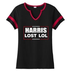 Kamala Harris Lost Trump Won Lol Ladies Halftime Notch Neck Tee