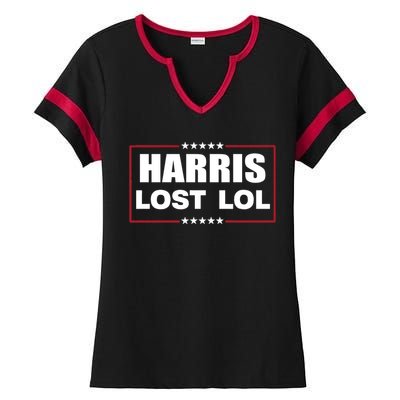 Kamala Harris Lost Trump Won Lol Ladies Halftime Notch Neck Tee