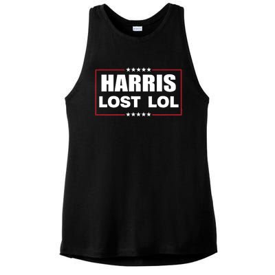 Kamala Harris Lost Trump Won Lol Ladies PosiCharge Tri-Blend Wicking Tank