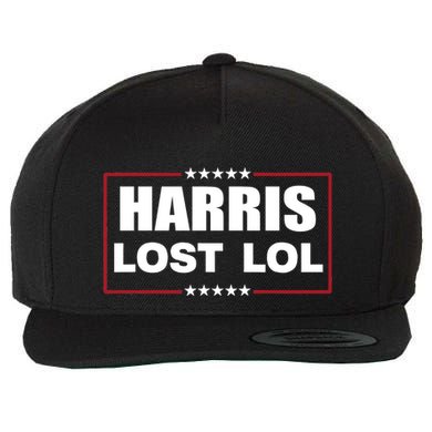 Kamala Harris Lost Trump Won Lol Wool Snapback Cap
