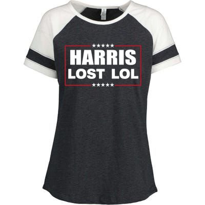 Kamala Harris Lost Trump Won Lol Enza Ladies Jersey Colorblock Tee