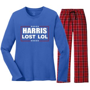 Kamala Harris Lost Trump Won Lol Women's Long Sleeve Flannel Pajama Set 