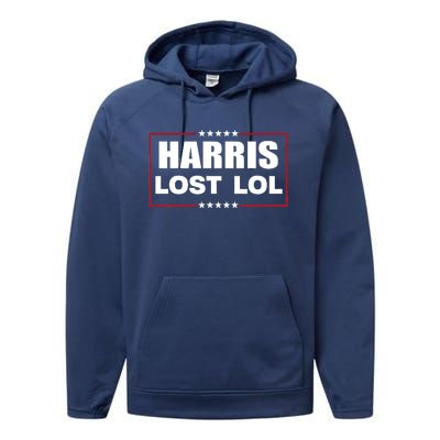 Kamala Harris Lost Trump Won Lol Performance Fleece Hoodie