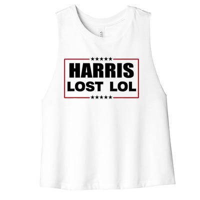 Kamala Harris Lost Trump Won Lol Women's Racerback Cropped Tank