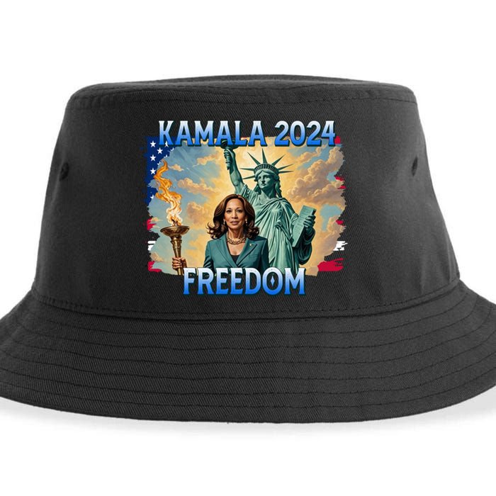 Kamala Harris Lady Liberty Freedom 2024 Sustainable Bucket Hat