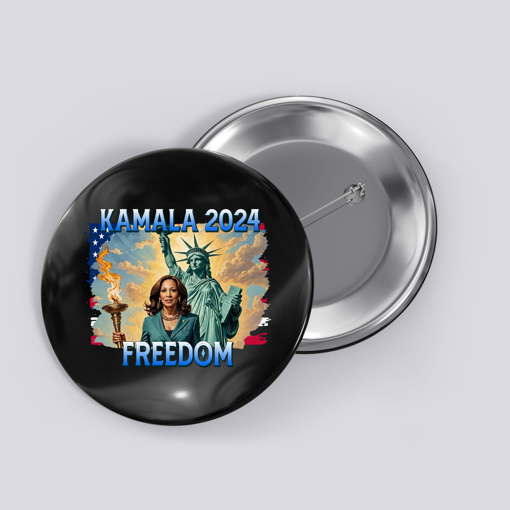 Kamala Harris Lady Liberty Freedom 2024 Button