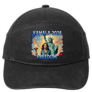 Kamala Harris Lady Liberty Freedom 2024 7-Panel Snapback Hat