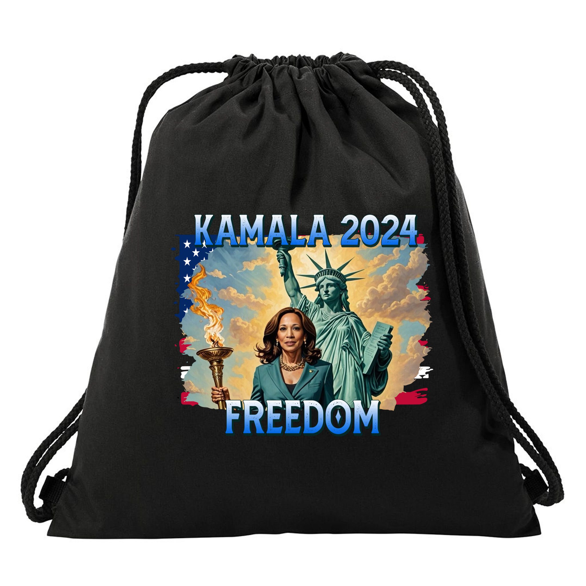 Kamala Harris Lady Liberty Freedom 2024 Drawstring Bag