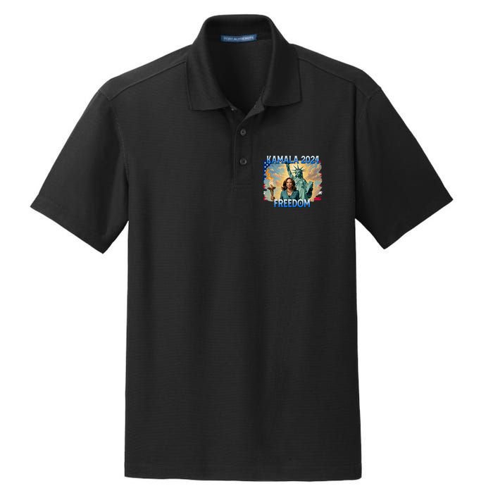 Kamala Harris Lady Liberty Freedom 2024 Dry Zone Grid Polo