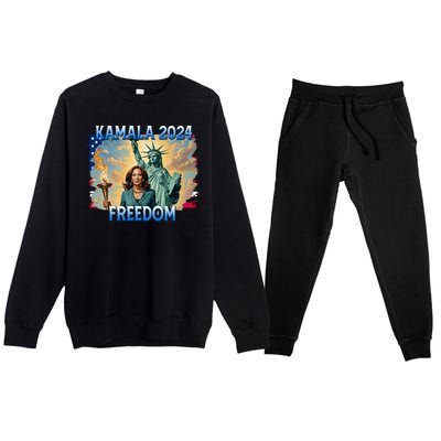 Kamala Harris Lady Liberty Freedom 2024 Premium Crewneck Sweatsuit Set