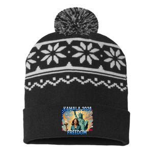 Kamala Harris Lady Liberty Freedom 2024 USA-Made Snowflake Beanie