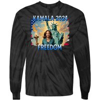 Kamala Harris Lady Liberty Freedom 2024 Tie-Dye Long Sleeve Shirt