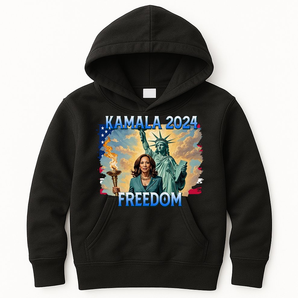 Kamala Harris Lady Liberty Freedom 2024 Kids Hoodie