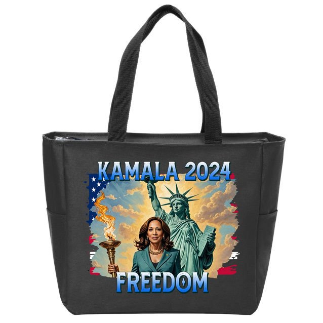 Kamala Harris Lady Liberty Freedom 2024 Zip Tote Bag