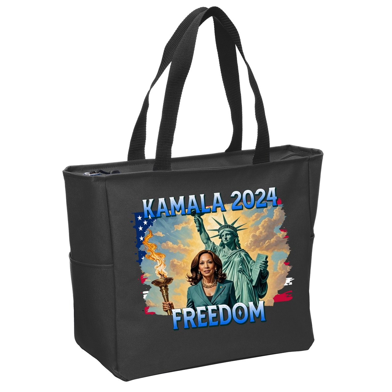 Kamala Harris Lady Liberty Freedom 2024 Zip Tote Bag