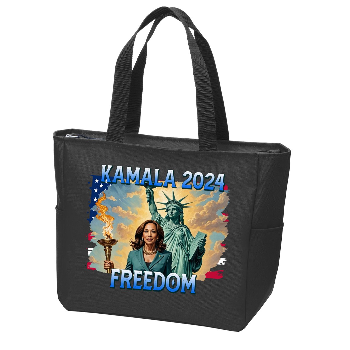 Kamala Harris Lady Liberty Freedom 2024 Zip Tote Bag