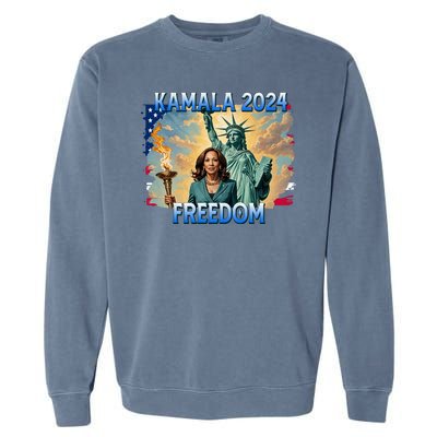 Kamala Harris Lady Liberty Freedom 2024 Garment-Dyed Sweatshirt