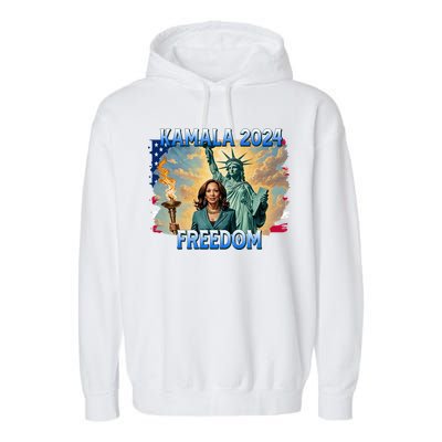 Kamala Harris Lady Liberty Freedom 2024 Garment-Dyed Fleece Hoodie