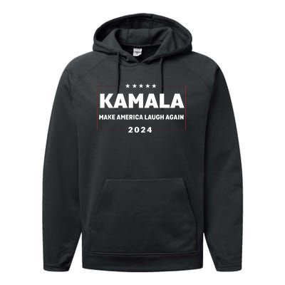 Kamala Harris Make America Laugh Again American Flag 2024 Performance Fleece Hoodie