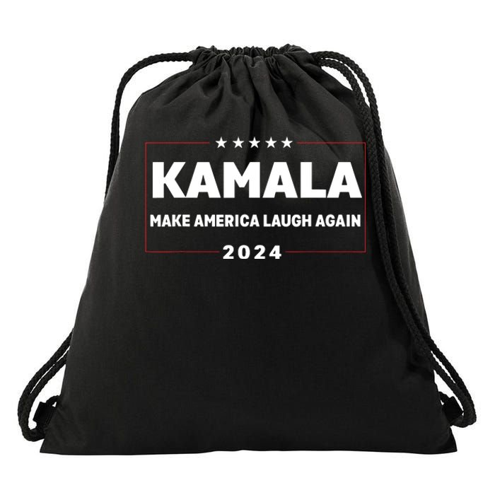 Kamala Harris Make America Laugh Again American Flag 2024 Drawstring Bag