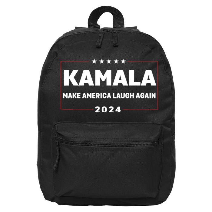 Kamala Harris Make America Laugh Again American Flag 2024 16 in Basic Backpack