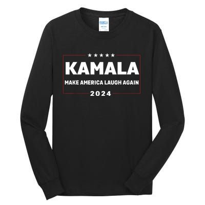 Kamala Harris Make America Laugh Again American Flag 2024 Tall Long Sleeve T-Shirt