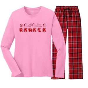 Kamala Harris Merry Christmas Lettering Positive Women's Long Sleeve Flannel Pajama Set 