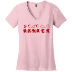 Kamala Harris Merry Christmas Lettering Positive Women's V-Neck T-Shirt