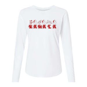 Kamala Harris Merry Christmas Lettering Positive Womens Cotton Relaxed Long Sleeve T-Shirt