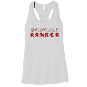 Kamala Harris Merry Christmas Lettering Positive Women's Racerback Tank