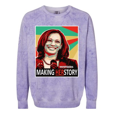 Kamala Harris Making Herfunny Giftstory Gift Colorblast Crewneck Sweatshirt