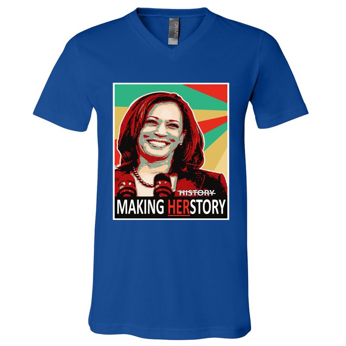 Kamala Harris Making Herfunny Giftstory Gift V-Neck T-Shirt