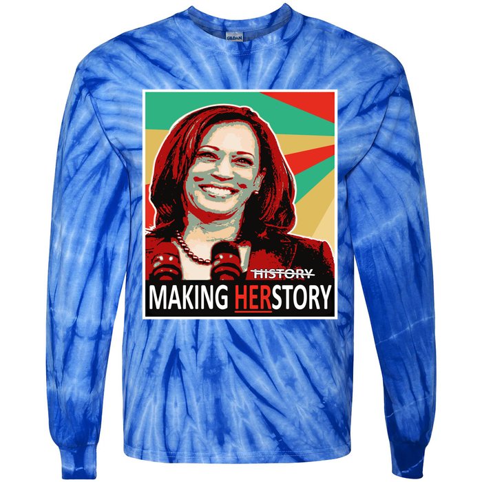 Kamala Harris Making Herfunny Giftstory Gift Tie-Dye Long Sleeve Shirt