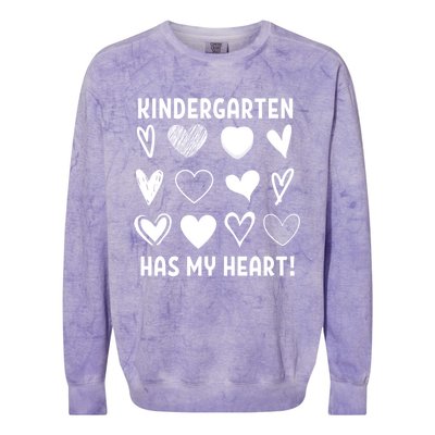 Kindergarten Has My Heart Valentines Day Teacher Cute Gift Colorblast Crewneck Sweatshirt