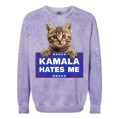 Kamala Hates Me Kamala Hate Cats Trump 2024 American Flag Colorblast Crewneck Sweatshirt